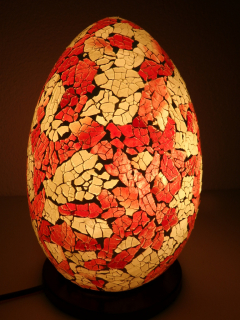 Stolní lampa EGG- červená / bílá , mozaika, ruční práce